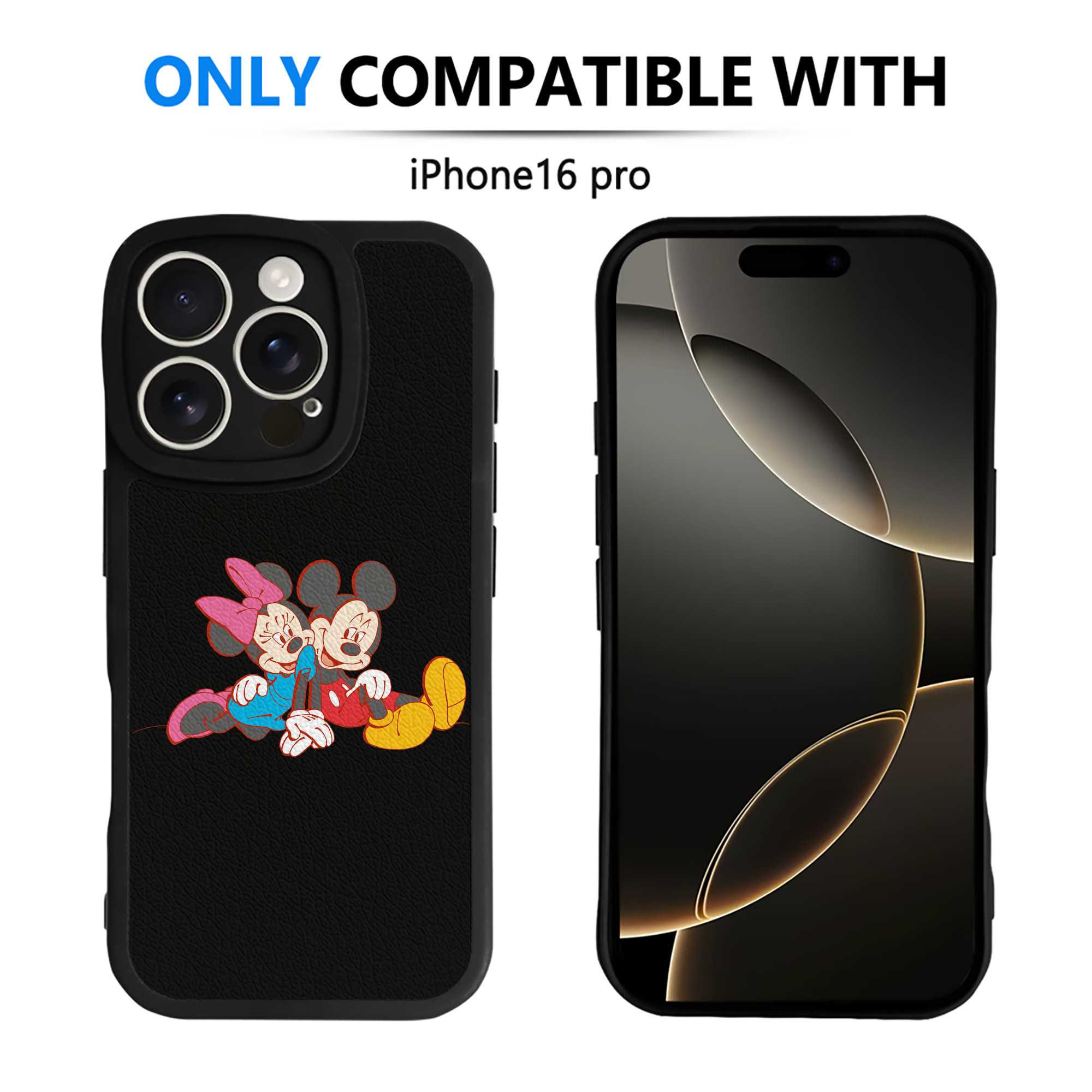 （画像用） ミッキーマウス Mickey Mouse 【iPhone 16シリーズ対応】シリコンスマホケース（レザー調） 材質：シリコン